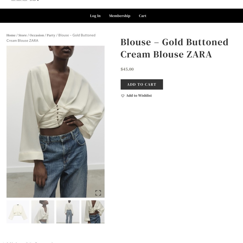 Zara Cream Blouse with Gold Accents